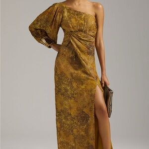 Glamorous One-Shoulder Gold Dress